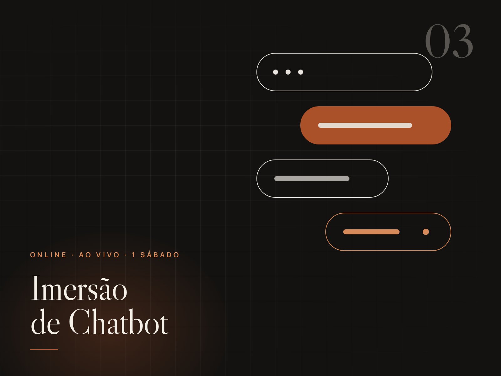 Imersão de Chatbot — capa: conversa de atendimento com IA, online e ao vivo