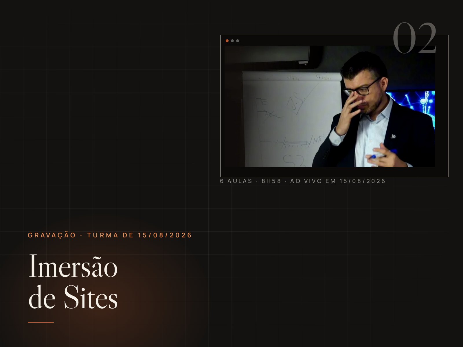 Imersão de Sites — capa com um quadro da aula gravada ao vivo em 15/08/2026